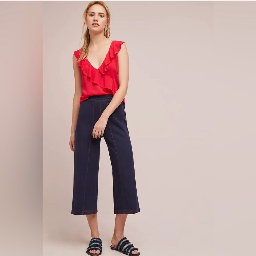 Anthropologie Saturday Sunday Muse Terry Wide Leg Cropped Pants